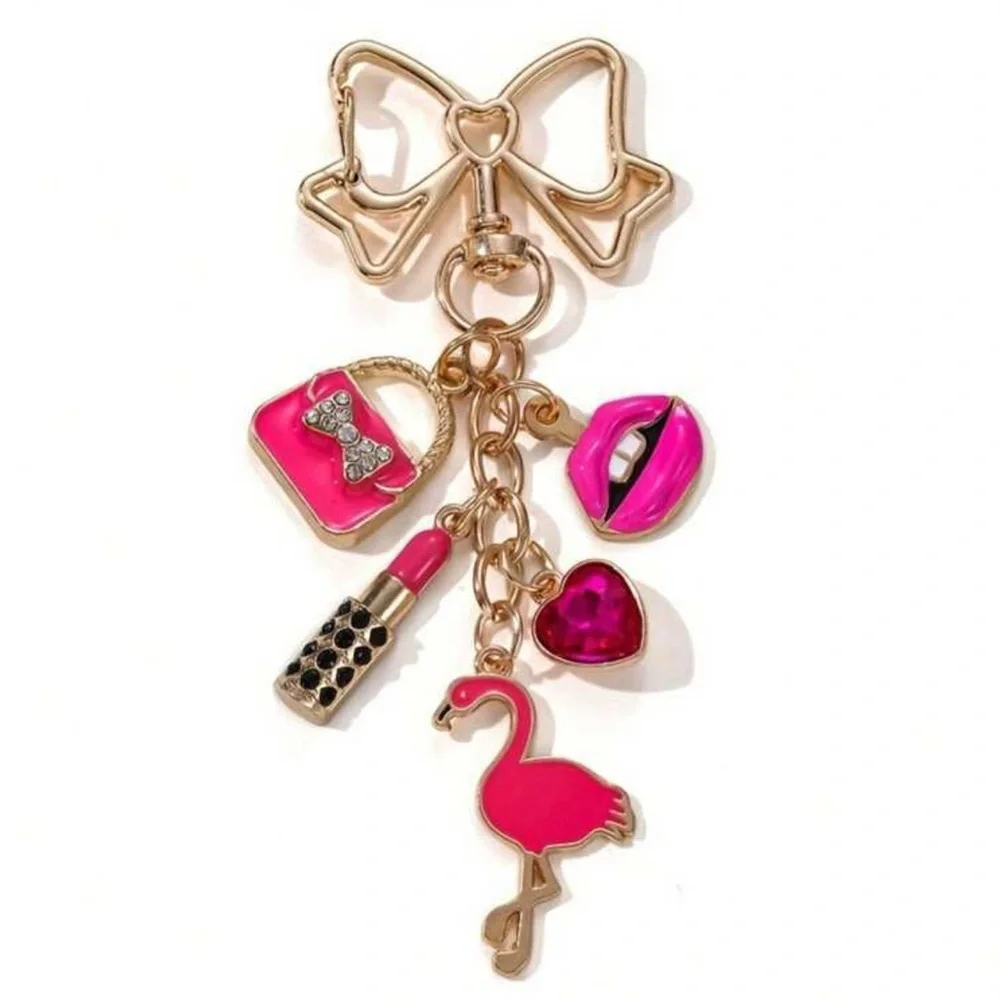 ✨ NWOT Pink & Gold Bow Bag Charm ✨